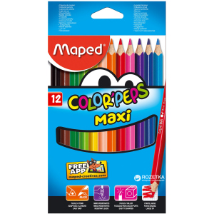 Олівці кольорові Maped Color Peps Maxi 12 кольорів (MP.834010) краща модель в Полтаві