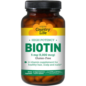 Вітаміни Country Life High Potency Biotin концентрований Біотин (В7) 5 мг 120 желатинових капсул (015794065067) краща модель в Полтаві