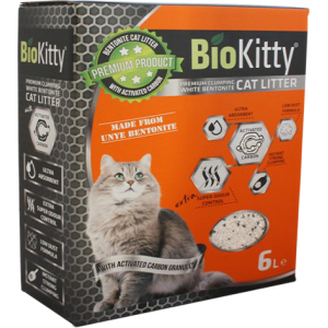 Наполнитель для кошачьего туалета BioKitty Super Premium White Activated Carbon Бентонитовый комкующий 5.1 кг (6 л) (8680659333265) лучшая модель в Полтаве