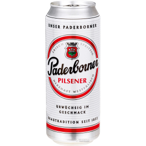 Упаковка пива Paderborner Pilsner світле фільтроване 4.8% 0.5 л х 24 банок (4101120015106) в Полтаві