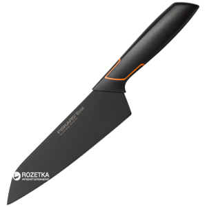 Кухонний ніж Fiskars Santoku Edge кухарський азіатський 17 см Black (1003097) надійний