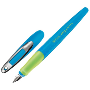 Ручка перьевая для правши Herlitz My.Pen Blue-Neon Синяя Голубой корпус (10999761) лучшая модель в Полтаве