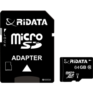 RiDATA microSDXC 64GB Class 10 UHS-I + SD адаптер (FF964426) лучшая модель в Полтаве