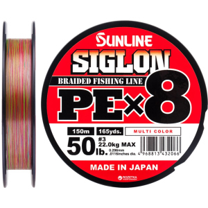 Шнур Sunline Siglon PE х8 150 м # 3.0/0.296 мм 22 кг Різнокольоровий (16581007)