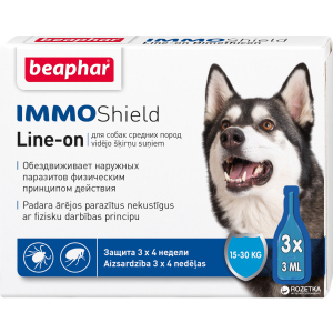 Капли Beaphar Immo Shield Line-on for Medium Dogs антипаразитные с диметиконом для собак 15-30 кг 3 пипетки (13583) (8711231135837) в Полтаве