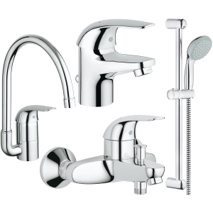 Набор смесителей для ванной Grohe Euroeco 123242K (23262000+32743000+27598001+32752000) (41316) ТОП в Полтаве