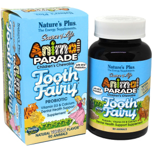Вітаміни Natures Plus Animal Parade Tooth Fairy пробіотик для здоров'я зубів Ваніль 90 жувальних таблеток (97467299481) в Полтаві