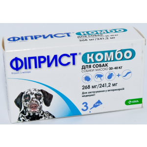 Краплі від бліх та кліщів KRKA Фіприст Комбо на холку 3 піпетки по 2.68 мл для собак масою тіла 20-40 кг (3838989645564) в Полтаві