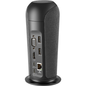 Док-станція 13-в-1 Promate AlphaHub USB-C PD/HDMI/VGA/3xUSB 3.0/USB-C 3.1/RJ45/SD/MicroSD/AUX 3.5 мм/5W динамік Black (alphahub.black) ТОП в Полтаві