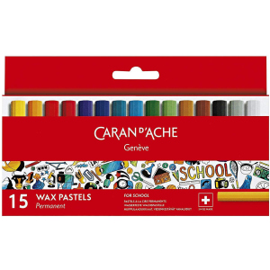 Пастель восковая Permanent Caran d'Ache School Line картонный бокс 15 цветов (7610186238154) ТОП в Полтаве