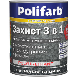 Антикорозійна емаль Polifarb Захист 3в1 з перламутровим та молотковим ефектом 2.2 кг Антрацит (PB-109164) ТОП в Полтаві