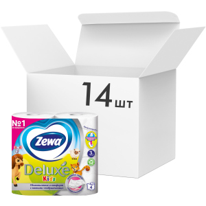 Упаковка туалетного паперу Zewa Kids тришаровий 14 шт по 4 рулони (7322540606225) в Полтаві