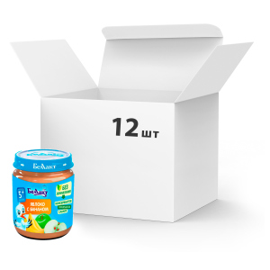 Упаковка фруктового пюре Белакт з яблук та бананів 12 банок по 100 г (4814716000232_12) ТОП в Полтаві