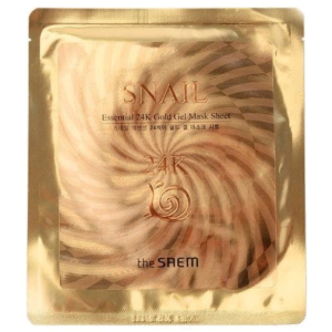 Гелевая маска с муцином улитки и 24К золотом The Saem Snail Essential 24K Gold Gel Mask Sheet 30 г (8806164121108) лучшая модель в Полтаве