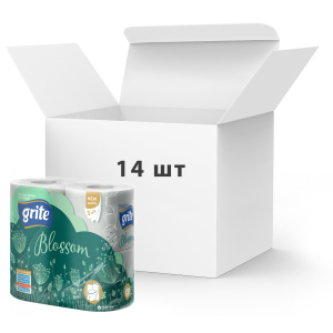 Упаковка туалетного паперу Grite Blossom 150 відривів 3 шари 4 рулони 14 шт (4770023348743) ТОП в Полтаві