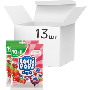 Упаковка карамельних льодяників на паличці Roshen LolliPop Duo Йогуртовий мікс 139 г х 13 шт (4823077632372)
