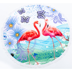 Пляжний рушник MirSon №5053 Summer Time Bright flamingo 150x150 см