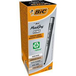 Набір перманентних маркерів BIC Marking Fine ECO 1.1 мм 12 шт Чорних (3086121445095) ТОП в Полтаві