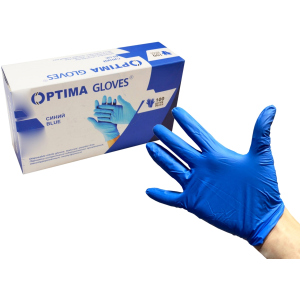 Рукавички медичні нітрилові оглядові Optima Gloves нестерильні неопудрені L 50 пар Сині (52-108) ТОП в Полтаві