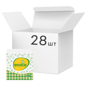Упаковка серветок сервірувальних Ecolo 1 шар 24х24 см 100 шт Білі 28 пачок (4820202890270) в Полтаві