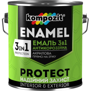 Эмаль антикоррозионная Kompozit 3 в 1 Protect 2.7 л Черная (4820085742291) в Полтаве