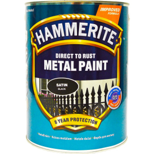 хороша модель Фарба Hammerite Metal Paint Satin - напівматова фарба алкідна по металу, захисна, чорна, 5 л (5114925)