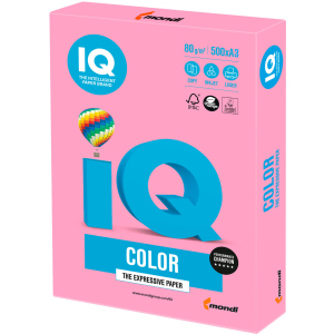 Папір офісний IQ Color PI25 A3 80 г/м2 500 аркушів Рожевий (9003974400273) в Полтаві