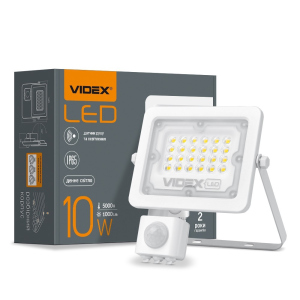 LED прожектор VIDEX F2e 10W 5000K с датчиком движения и освещенности лучшая модель в Полтаве