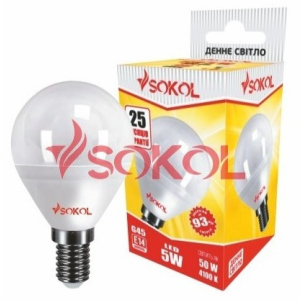 Набор 10 шт. LED лампа SOKOL G45 5.0W 220В E14 4100К ТОП в Полтаве