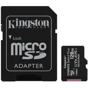 Kingston microSDXC 128GB Canvas Select Plus Class 10 UHS-I U1 V10 A1 + SD-адаптер (SDCS2/128GB) ТОП в Полтаве