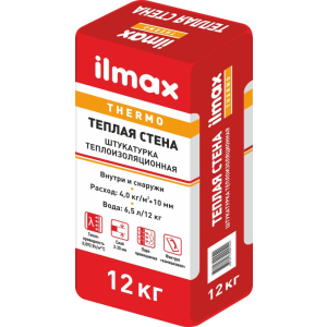 Штукатурка ilmax thermo теплая стена 3D цементно-известовая белая 12 кг. 884489