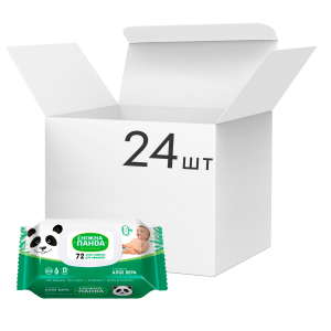 Упаковка вологих серветок Снігова панда Алое для немовлят без запаху 24 пачки по 72 шт (4820183970404) надійний