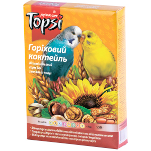 Упаковка корму для дрібних та середніх папуг Topsi Горіховий коктейль 550 г 16 шт (14820122208237) краща модель в Полтаві