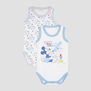 Боді-майка Disney Mickey Mouse MC13888 62-68 см 2 шт Біла з блакитним (8691109721747) краща модель в Полтаві