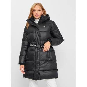 Пуховик Calvin Klein Jeans Logo Belt Waisted Long Puffer J20J216885-BEH L Black (8719854553366) краща модель в Полтаві