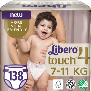 Підгузки Libero Touch 4 7-11 кг одноразові 138 шт (7322541430690) краща модель в Полтаві