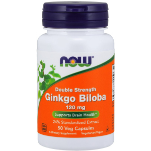 Натуральна добавка Now Foods Гінкго Білоба, Ginkgo Biloba, Double Strength, 120 мг, 50 капсул (733739046826) краща модель в Полтаві