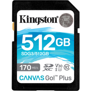 Kingston SDXC 512GB Canvas Go! Plus Class 10 UHS-I U3 V30 (SDG3/512GB) лучшая модель в Полтаве