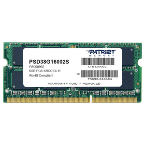 Оперативная память Patriot SODIMM DDR3 1600 MHz 8Gb (PSD38G16002S) ТОП в Полтаве