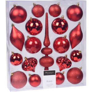 Набор елочных игрушек Christmas Decoration 19 штук Красный (CAN214920) лучшая модель в Полтаве