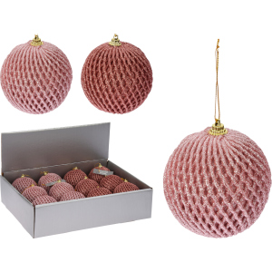 Набір ялинкових куль Christmas Decoration 8 см 12 шт рожевий (CAA126440) краща модель в Полтаві