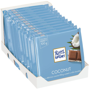 Упаковка молочного шоколаду Ritter Sport з начинкою кокосово-молочний крем 12 шт х 100 г (4000417298607) краща модель в Полтаві