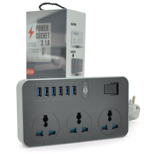 Мережевий фільтр Voltronic ТВ-Т09, 3 розетки + 6 USB, 2 м (2000000089690) краща модель в Полтаві