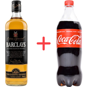 Виски Barclays Blended 0.7 л 40%+ Безалкогольный напиток Coca-Cola 1 л (5010852000900)