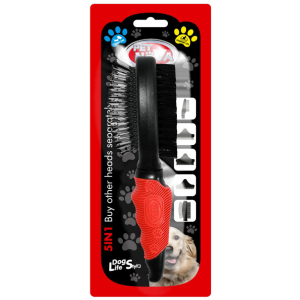 Щетка двухсторонняя Pet Nova для расчёсывания шерсти у собак 22 см (GRO-5IN1-2BRUSH-M) лучшая модель в Полтаве