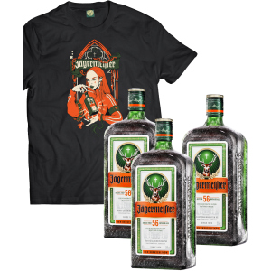 Лікер Jagermeister 0.7 л 35% 3 пляшки (+ексклюзивна футболка) (DESIGN 3) p.XL (4067700013018_G_XL) в Полтаві