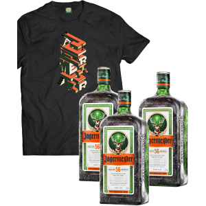 Лікер Jagermeister 0.7 л 35% 3 пляшки (+ексклюзивна футболка) (DESIGN 4) p.L (4067700013018_K _L)