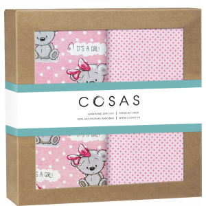 Набір пелюшок Cosas Бязь Girl Bear Rose Dots Malina 80 х 100 2 шт (4822052074626) краща модель в Полтаві