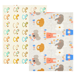 Детский двусторонний развивающий складной термоковрик для ползания POPPET Разноцветные зверята и Игрушечные лошадки 150х200x0.9 см (PP016-150H) ТОП в Полтаве
