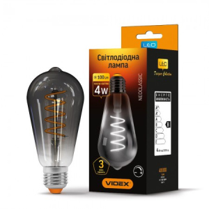 LED лампа VIDEX Filament ST64FGD 4W E27 2100K 220V Диммерная графит (VL-ST64FGD-04272) лучшая модель в Полтаве